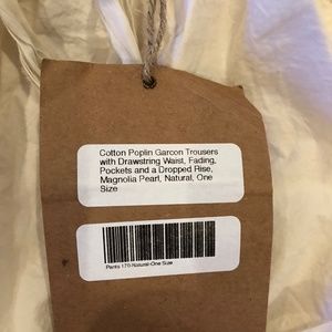 Magnolia Pearl Garçon Cotton Poplin Trouser with Drawstring Neutral NWT